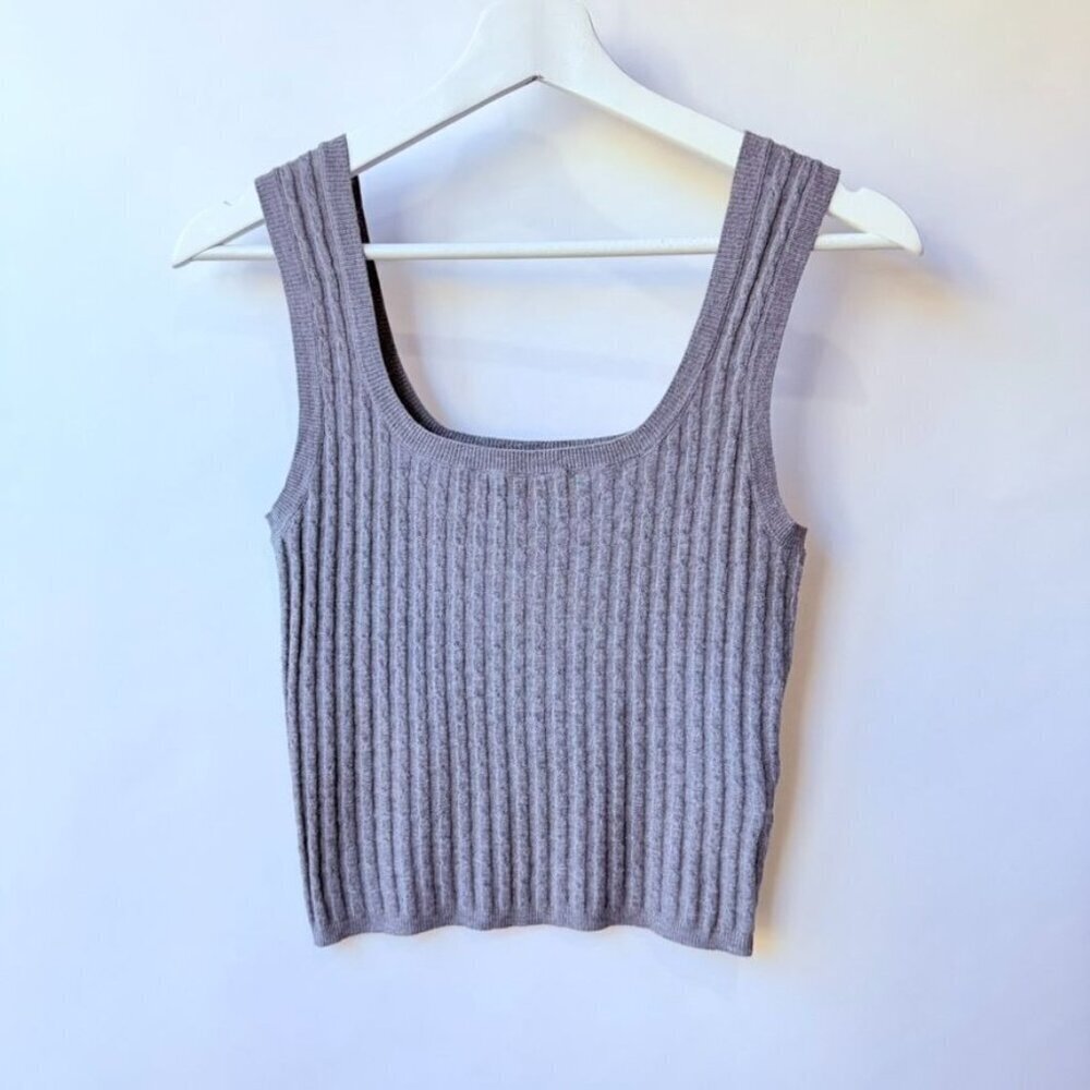 Moussy Ribbed Knit Crop Tank Top Gray Women’s S/M